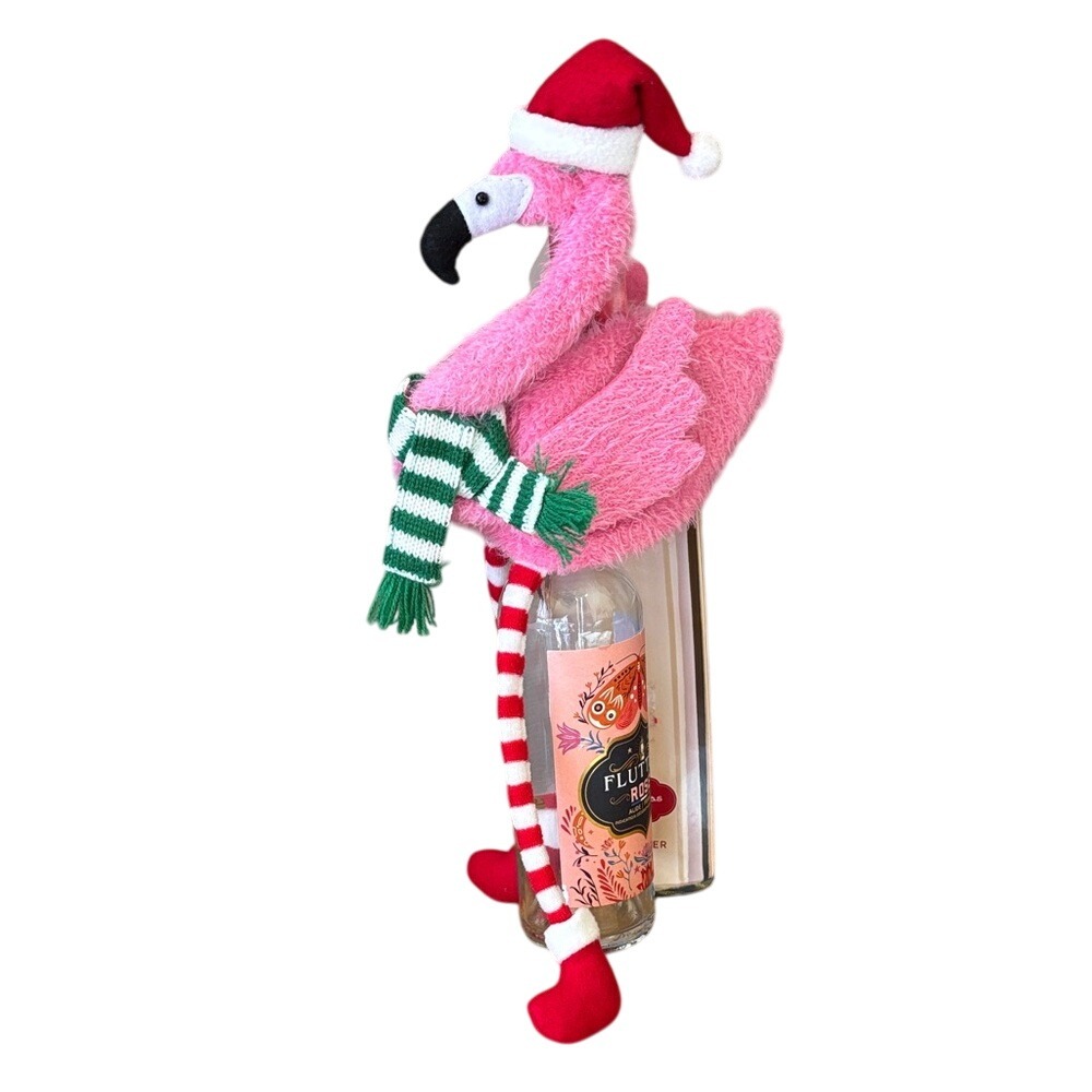 Festive Pink Christmas Flamingo Wine Cover 16" by St. Nicholas Square NEW